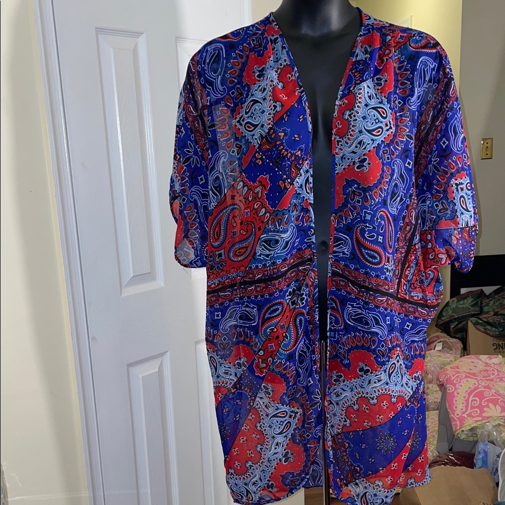Nails at Play Paisley Kimono Robe - Red and Blue